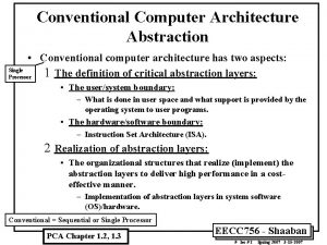 Conventional Computer Architecture Abstraction Conventional computer architecture has