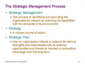 The Strategic Management Process Strategic Management The process