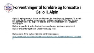 Forventninger til foreldre og foresatte i Geilo IL