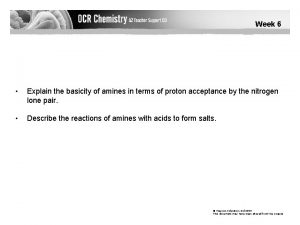 Week 6 Explain the basicity of amines in