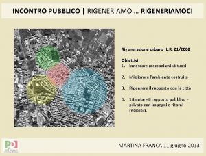 INCONTRO PUBBLICO RIGENERIAMO RIGENERIAMOCI Rigenerazione urbana L R