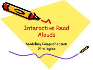 Interactive Read Alouds Modeling Comprehension Strategies What is