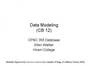 Data Modeling CB 12 CPSC 356 Database Ellen