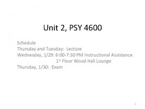 Unit 2 PSY 4600 Schedule Thursday and Tuesday