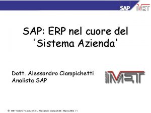 SAP ERP nel cuore del Sistema Azienda Dott