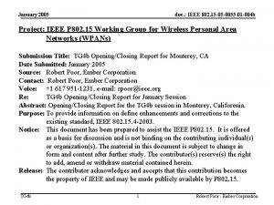 January 2005 doc IEEE 802 15 05 0055