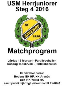 USM Herrjuniorer Steg 4 2016 Matchprogram Lrdag 13