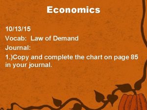 Economics 101315 Vocab Law of Demand Journal 1