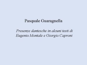 Pasquale Guaragnella Presenze dantesche in alcuni testi di