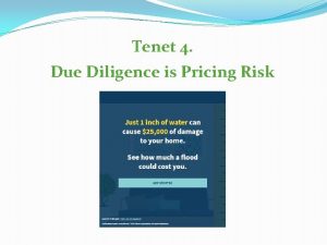 Tenet 4 Due Diligence is Pricing Risk Due