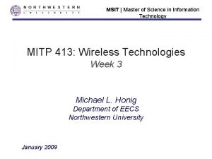 MSIT Master of Science in Information Technology MITP
