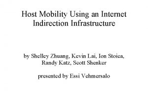 Host Mobility Using an Internet Indirection Infrastructure by