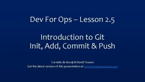 Dev For Ops Lesson 2 5 Introduction to