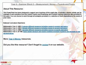 Year 4 Summer Block 2 Measurement Money Pounds