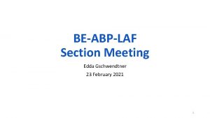 BEABPLAF Section Meeting Edda Gschwendtner 23 February 2021