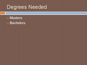 Degrees Needed Masters Bachelors Tasks Instructing students in