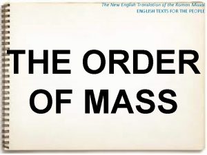 The New English Translation of the Roman Missal