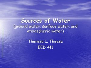 Sources of Water ground water surface water and