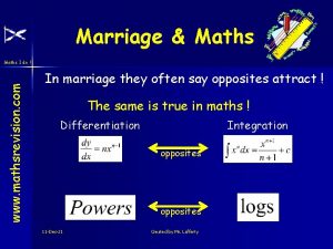 Marriage Maths www mathsrevision com Maths I do