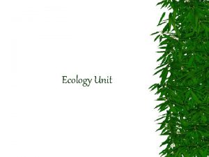 Ecology Unit REVIEW What weve covered so far