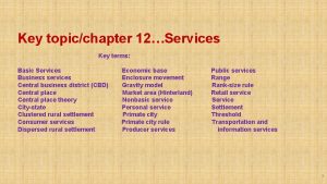 Key topicchapter 12Services Key terms Basic Services Business