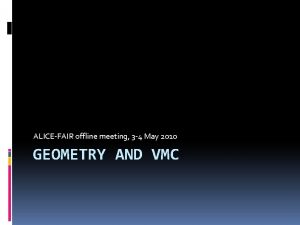 ALICEFAIR offline meeting Geometry and VMC Andrei Gheata