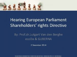 Hearing European Parliament Shareholders rights Directive By Prof