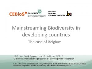 Mainstreaming Biodiversity in developing countries The case of