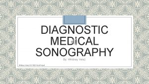 DIAGNOSTIC MEDICAL SONOGRAPHY By Whitney Velez CIS 1020