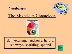 Vocabulary The MixedUp Chameleon dull exciting handsome hardly