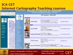 ICA CET Internet Cartography Teaching courses Cartographic Education