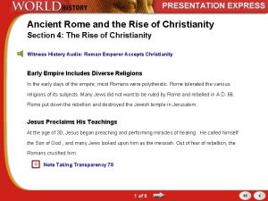 Ancient Rome and the Rise of Christianity Section