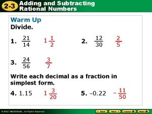 Adding and Subtracting 2 3 Rational Numbers Warm