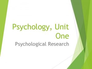 Psychology Unit One Psychological Research Objectives List describe