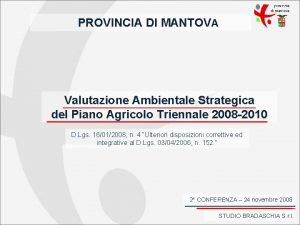 PROVINCIA DI MANTOVA Valutazione Ambientale Strategica del Piano