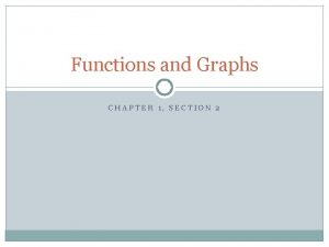 Functions and Graphs CHAPTER 1 SECTION 2 Functions