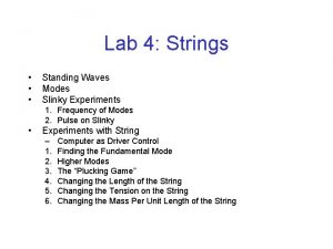 Lab 4 Strings Standing Waves Modes Slinky Experiments