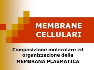 MEMBRANE CELLULARI Composizione molecolare ed organizzazione della MEMBRANA