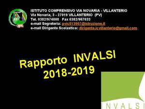 ISTITUTO COMPRENSIVO VIA NOVARIA VILLANTERIO Via Novaria 3