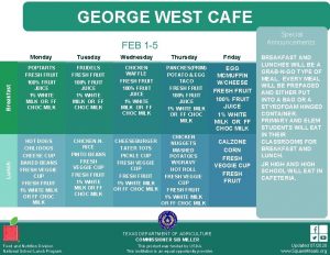 GEORGE WEST CAFE Special Announcements Lunch Breakfast FEB