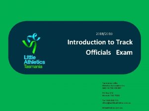 20182019 Introduction to Track Officials Exam Tasmanian Little