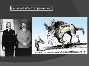 Causes of WW 2 Appeasement What is Appeasement