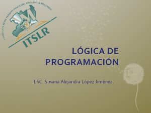 LGICA DE PROGRAMACIN LSC Susana Alejandra Lpez Jimnez