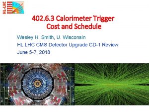 402 6 3 Calorimeter Trigger Cost and Schedule