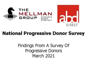 National Progressive Donor Survey Findings From A Survey