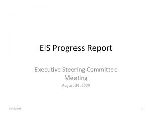 EIS Progress Report Executive Steering Committee Meeting August