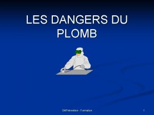 LES DANGERS DU PLOMB CMPrvention Formation 1 PLOMB