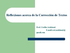 Reflexiones acerca de la Correccin de Textos Prof