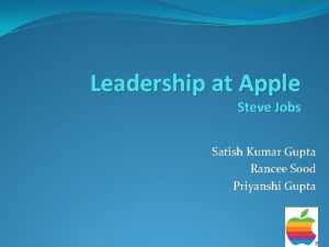 Leadership at Apple Steve Jobs Satish Kumar Gupta