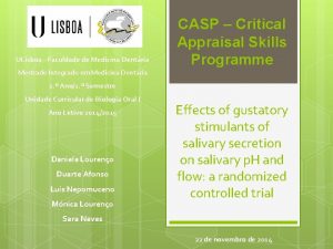 ULisboa Faculdade de Medicina Dentria CASP Critical Appraisal